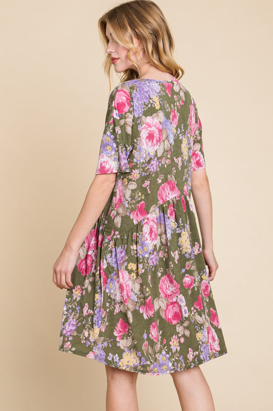 The Flowery Ruched Dress