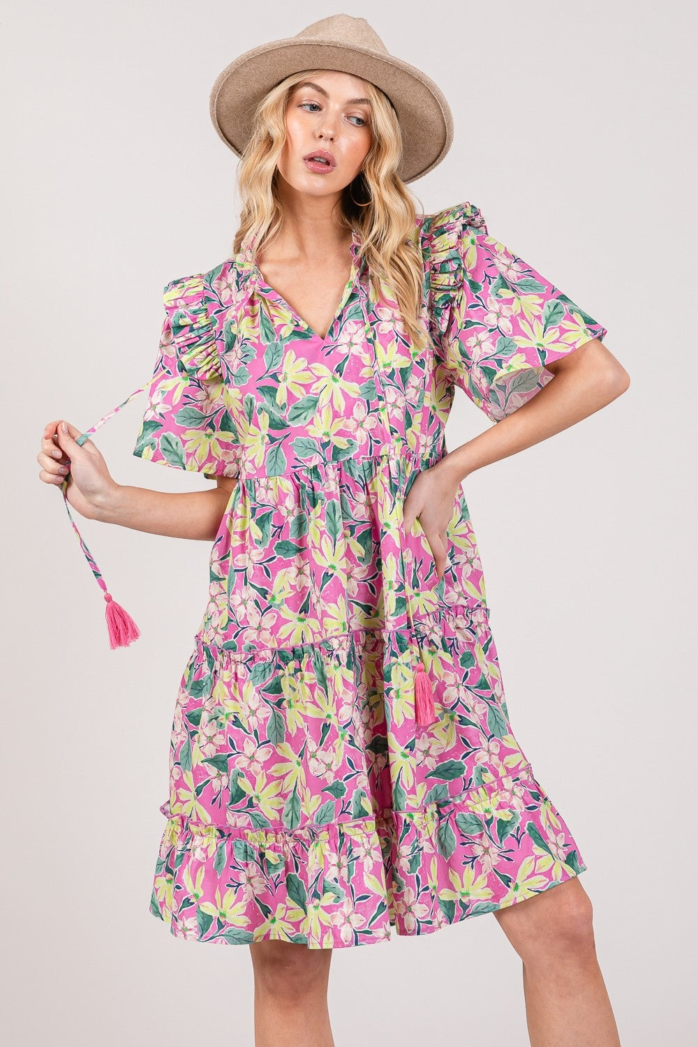 The Floral Ruffle Short Sleeve Dress