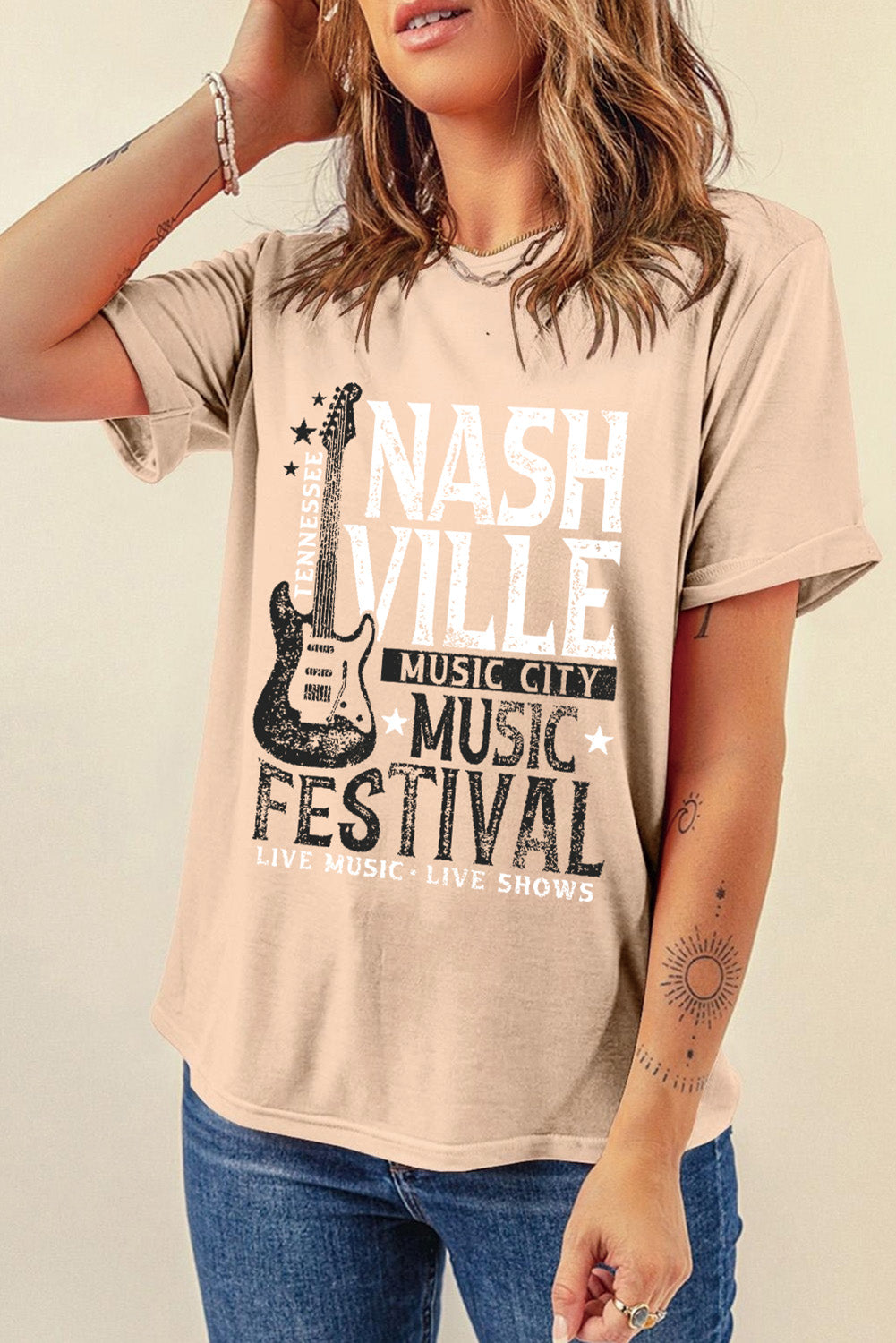 The Nashville Graphic Round Neck Short Sleeve T-Shirt