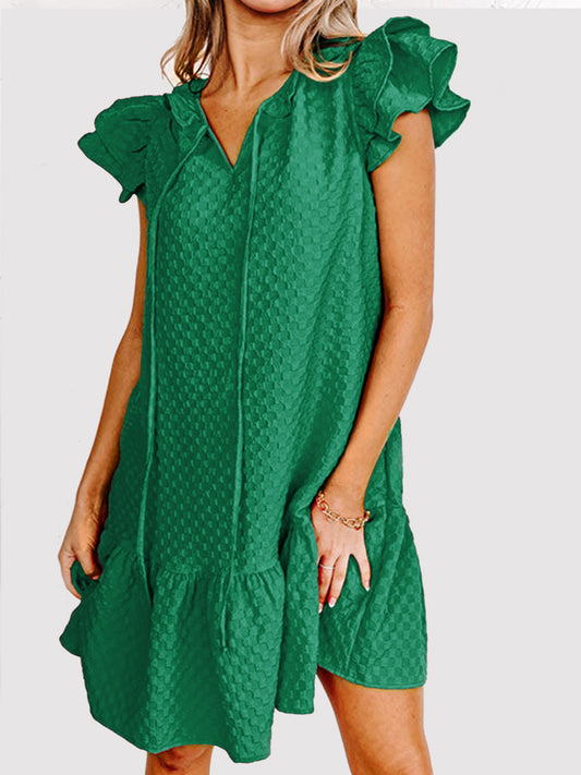 The Emerald Ruffled Cap Sleeve Dress