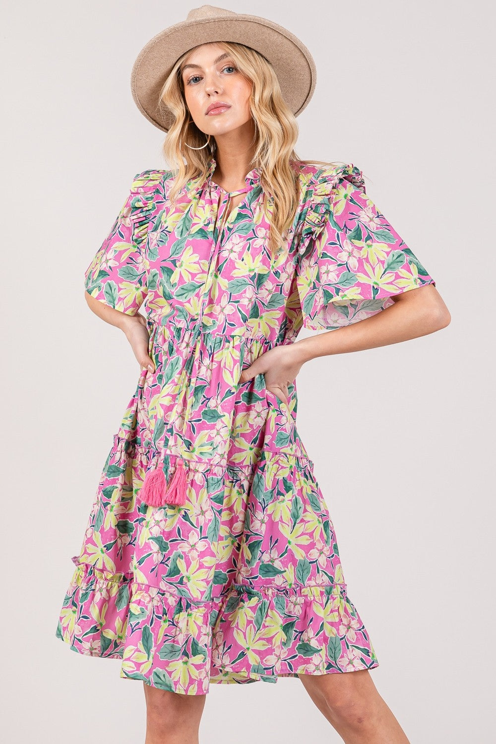 The Floral Ruffle Short Sleeve Dress