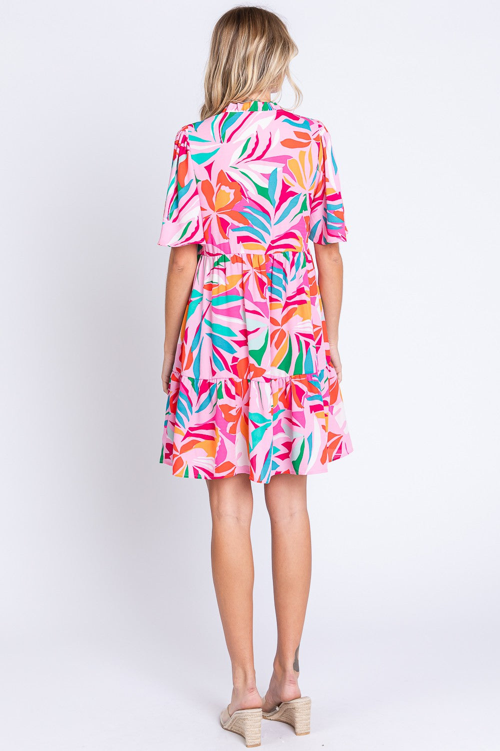 The Bright Floral Ruffled Mini Dress