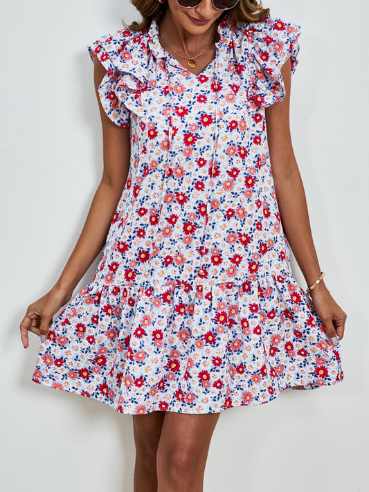 The Floral Cap Sleeve Mini Dress