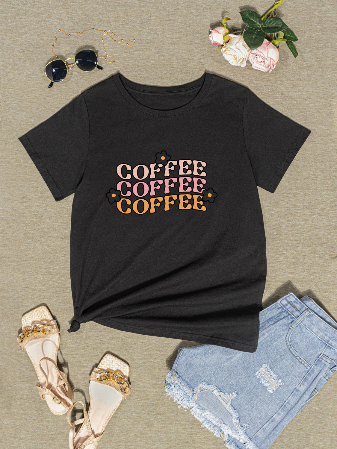 The COFFEE Round Neck Short Sleeve T-Shirt
