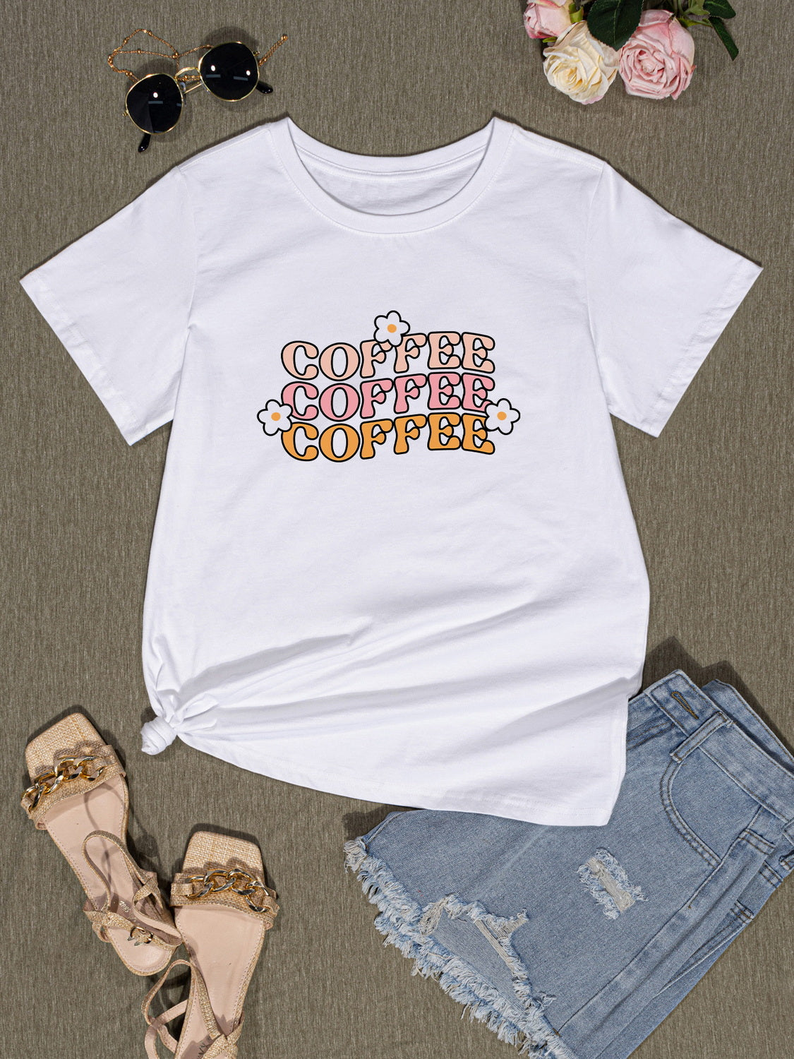 The COFFEE Round Neck Short Sleeve T-Shirt