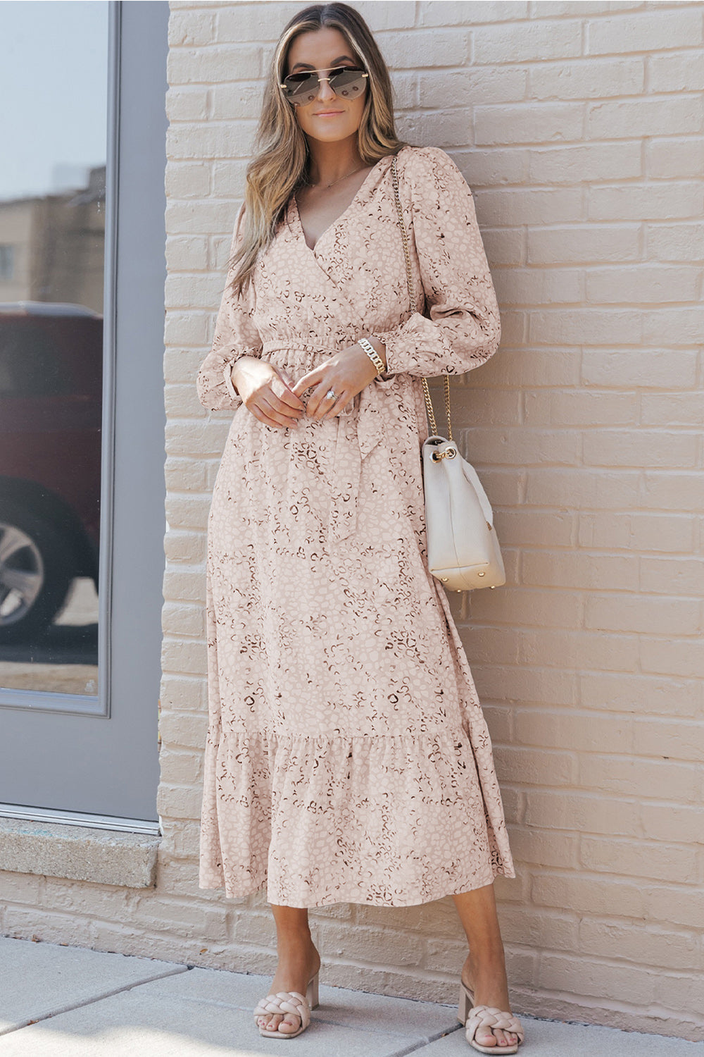 The Tie Front Ruffle Hem Maxi Dress