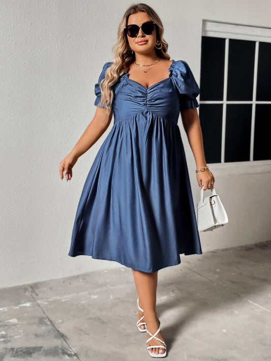 The Perfectly Plus Sized Ruched Sweetheart Neck Dress
