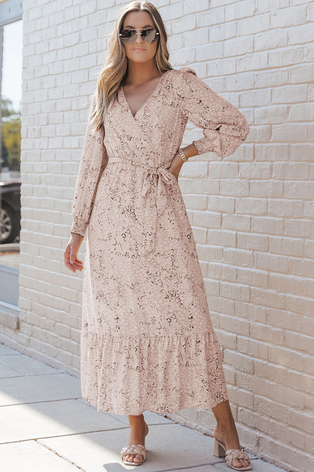 The Tie Front Ruffle Hem Maxi Dress