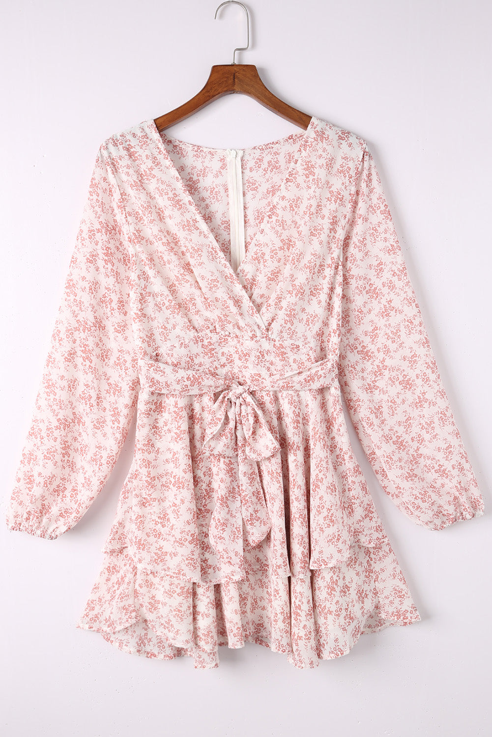 The Burnt Coral Floral Balloon Sleeve Dress