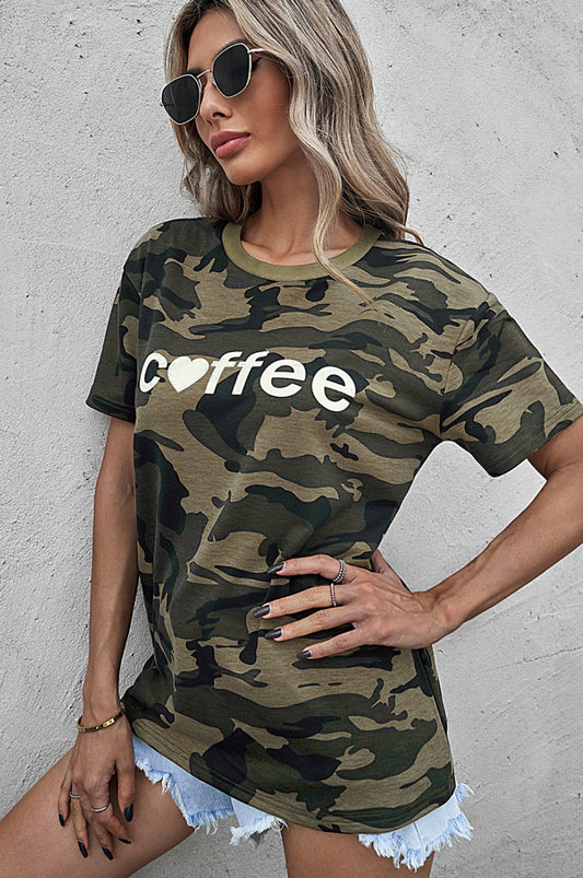 The Coffee Graphic Camo Tee