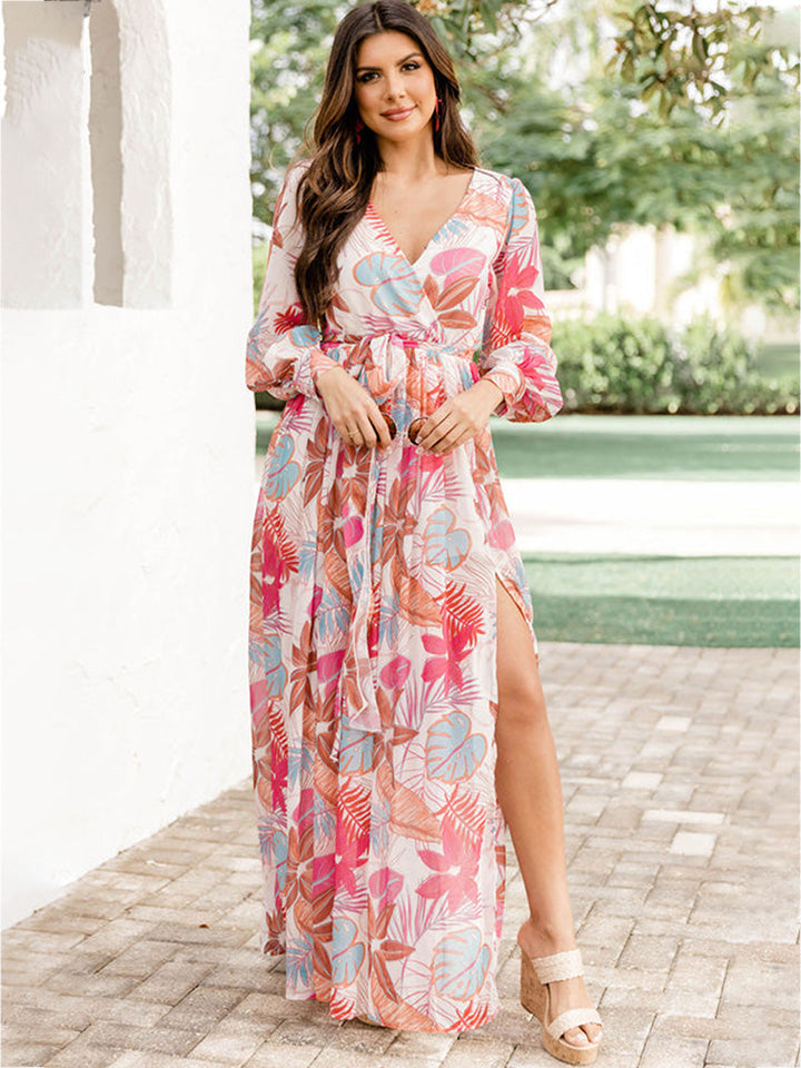 The Perfectly Plus Size V-Neck Printed Slit Dress