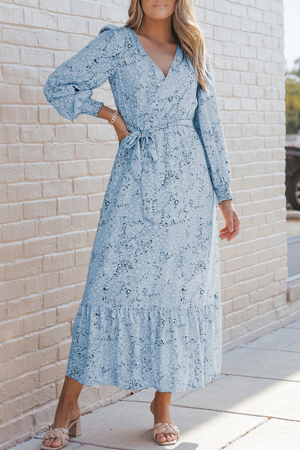 The Tie Front Ruffle Hem Maxi Dress
