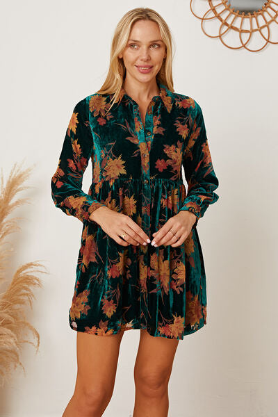 The Floral Button Up Collared Neck Shirt Dress