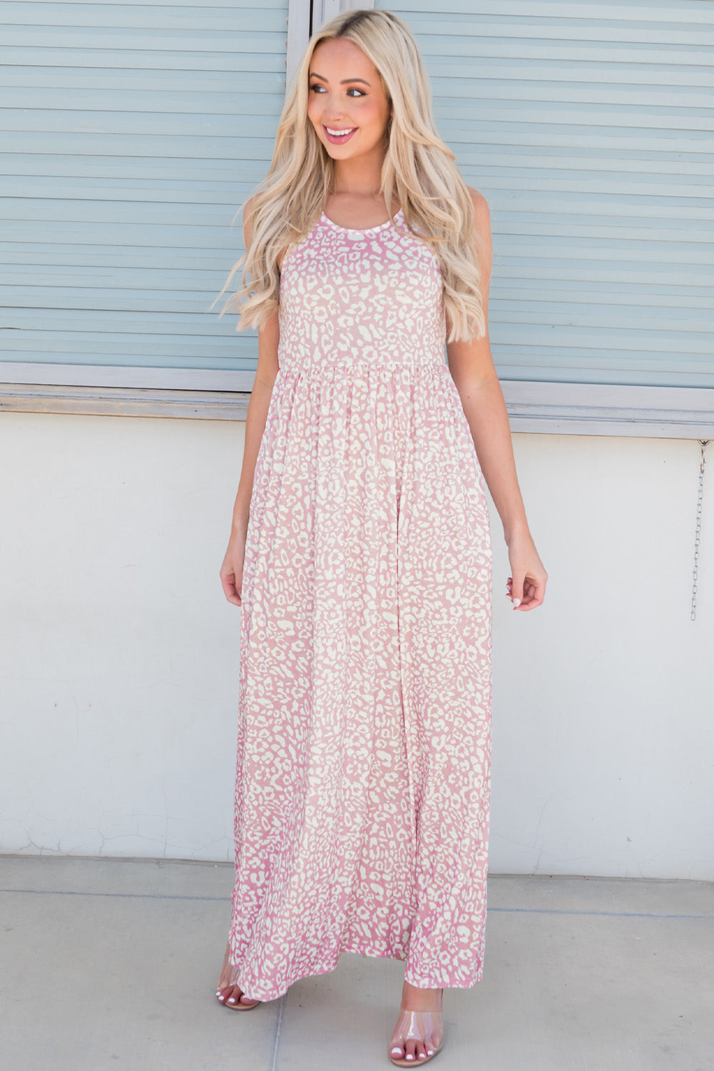 The Leopard Round Neck Sleeveless Maxi Dress