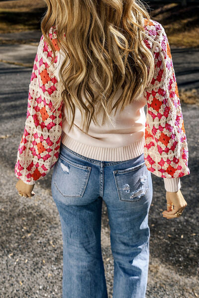 The Flower Element Openwork Round Neck Sweater