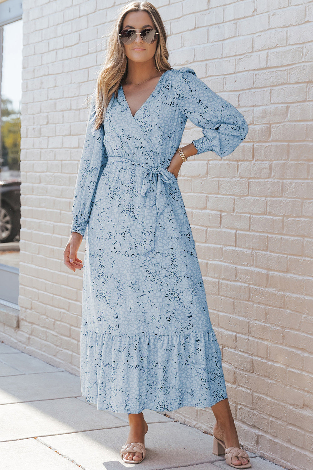 The Tie Front Ruffle Hem Maxi Dress